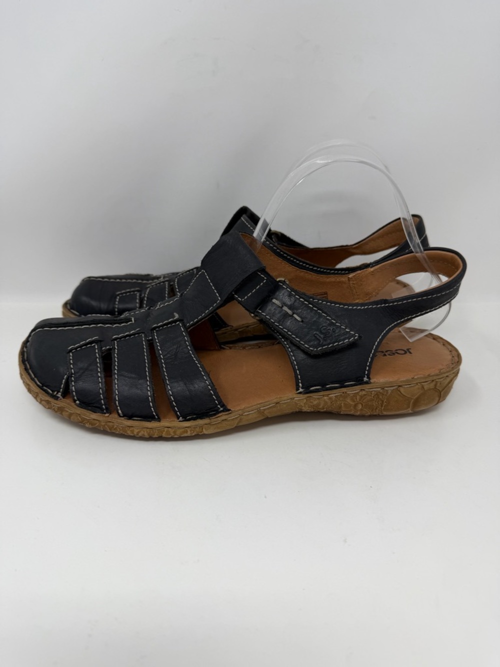 Josef Seibel Rosalie Fisherman Sandals Leather Black Size EU 41, US 10 - Picture 1 of 10